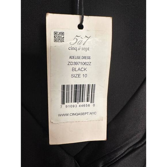 NWT Cinq a Sept Adelise Dress 2 Black Satin Cocktail Holiday Sheath Midi 10 - Picture 6 of 8